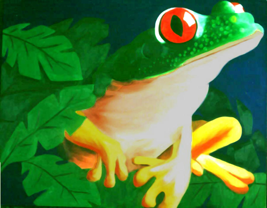 Tree Frog Painting - Curious tree frog by Nicoletta Filarski