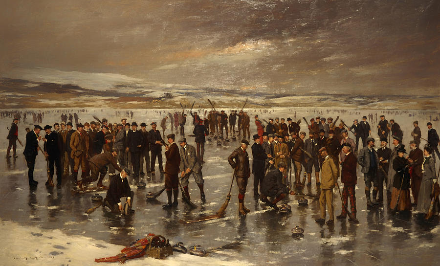 Vintage Painting - Curling at Carsebreck by Mountain Dreams