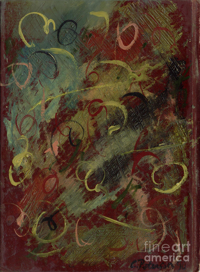 Curls on a red board Painting by Cathy Peterson 