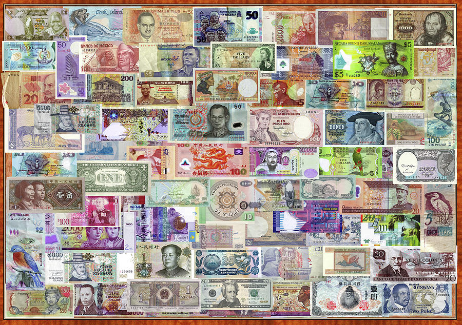 Currency Of The World Painting by MGL Meiklejohn Graphics Licensing