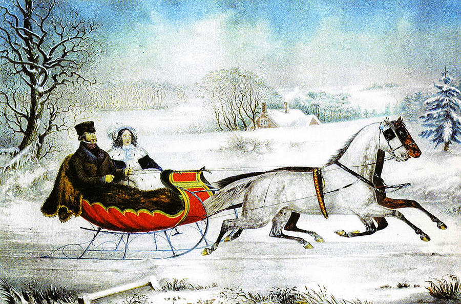 Currier and Ives Otto Knirsch The Road Winter Painting by MotionAge Designs