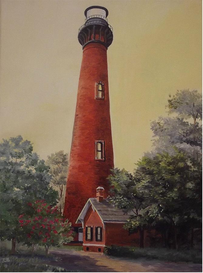 Lighthouse Painting - Currituck Lighthouse by Wanda Dansereau Lighthouse Painting - Currituck Lighthouse by Wanda Dansereau