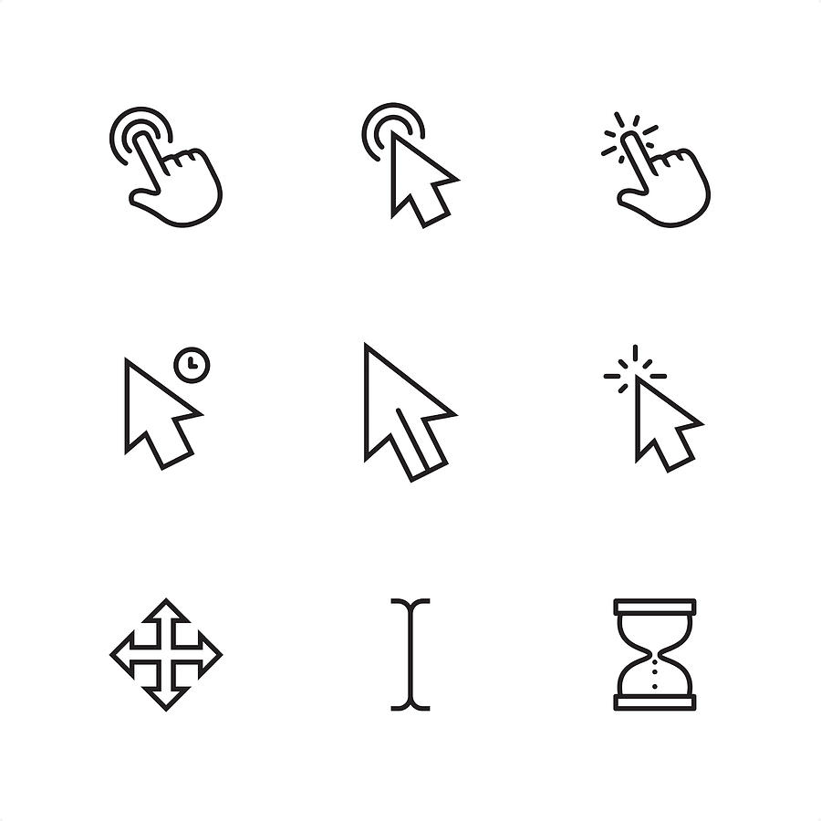 Cursor - Pixel Perfect outline icons Drawing by Lushik