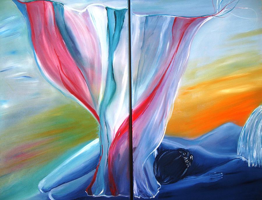 Impression Painting - Curtain Woman by Doris Cohen