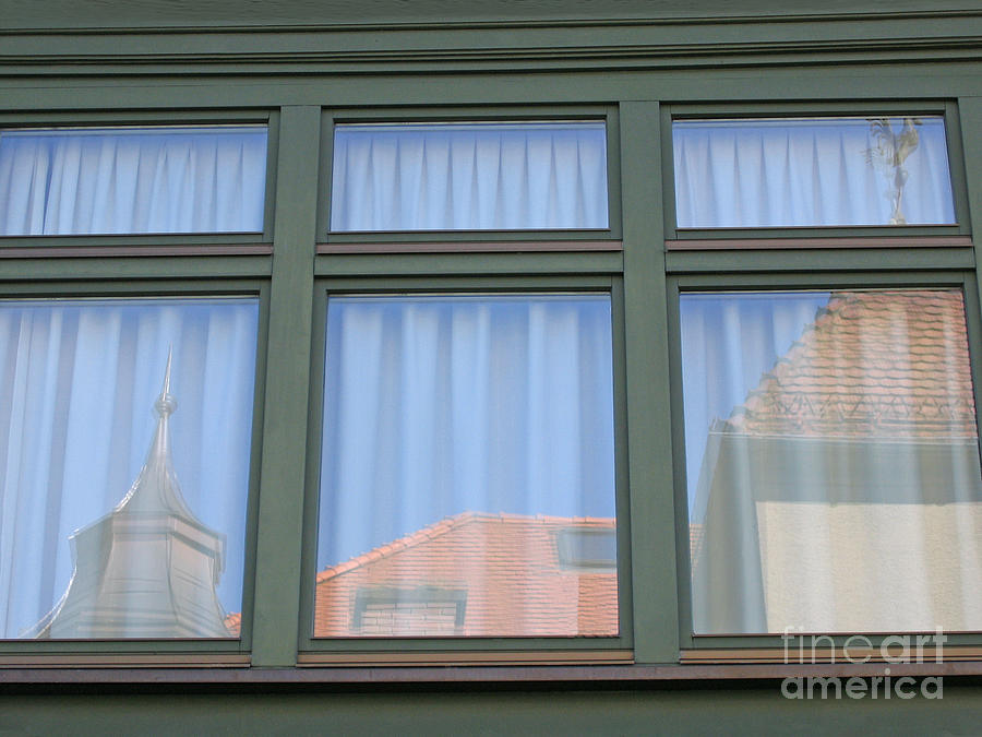 Architecture Photograph - Curtained Reflection by Ann Horn