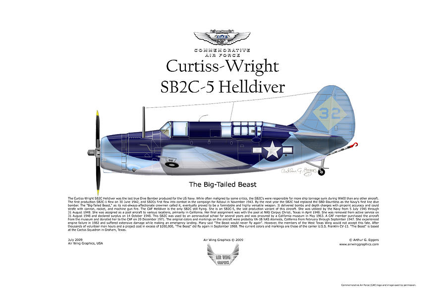 Curtiss Wright SB2C-5 Hell Diver Digital Art by Arthur Eggers