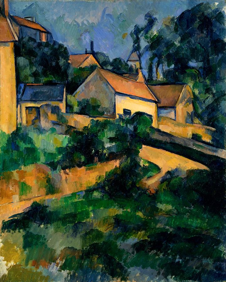 Impressionism Painting - Curve in the road at Montgeroult by Paul Cezanne