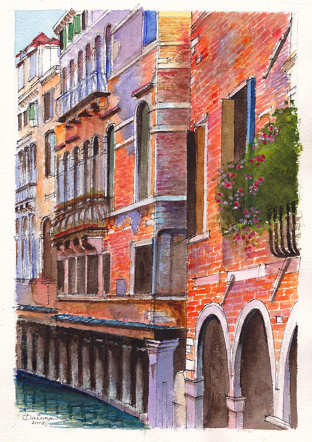 Curved Canal Venice Painting by Dai Wynn