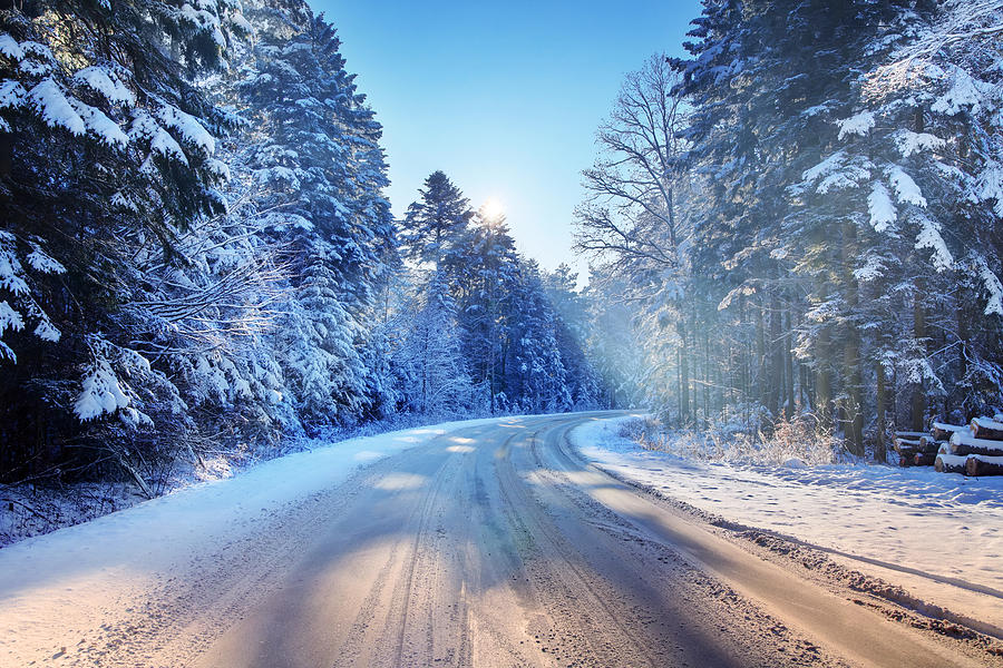 Curved Country Road - Snowy Winter Photograph by Konradlew