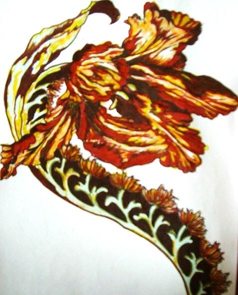 Curved Flower Drawing by Rae Chichilnitsky