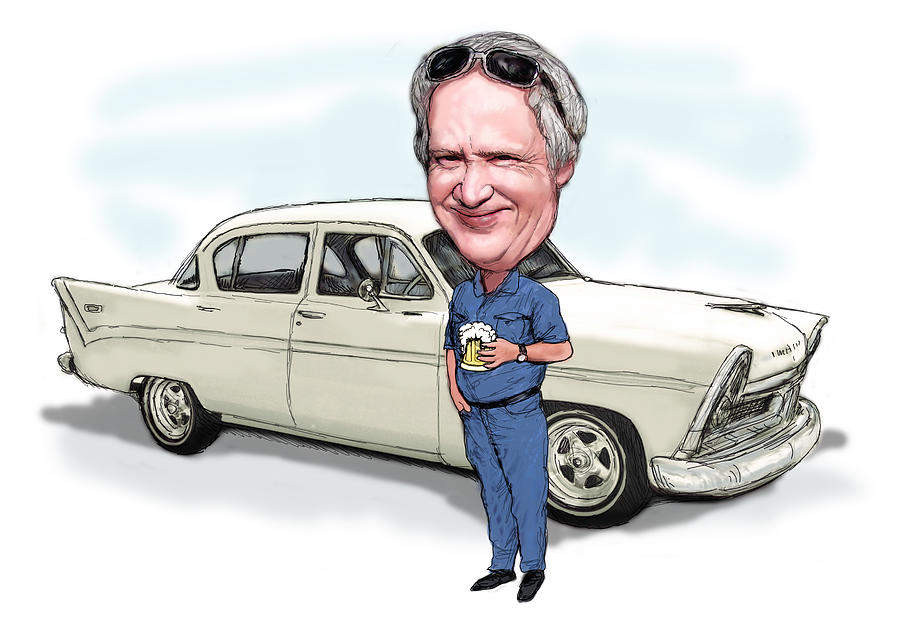 Custom Caricature From Photo Man With Car Drawing By Kim Wang