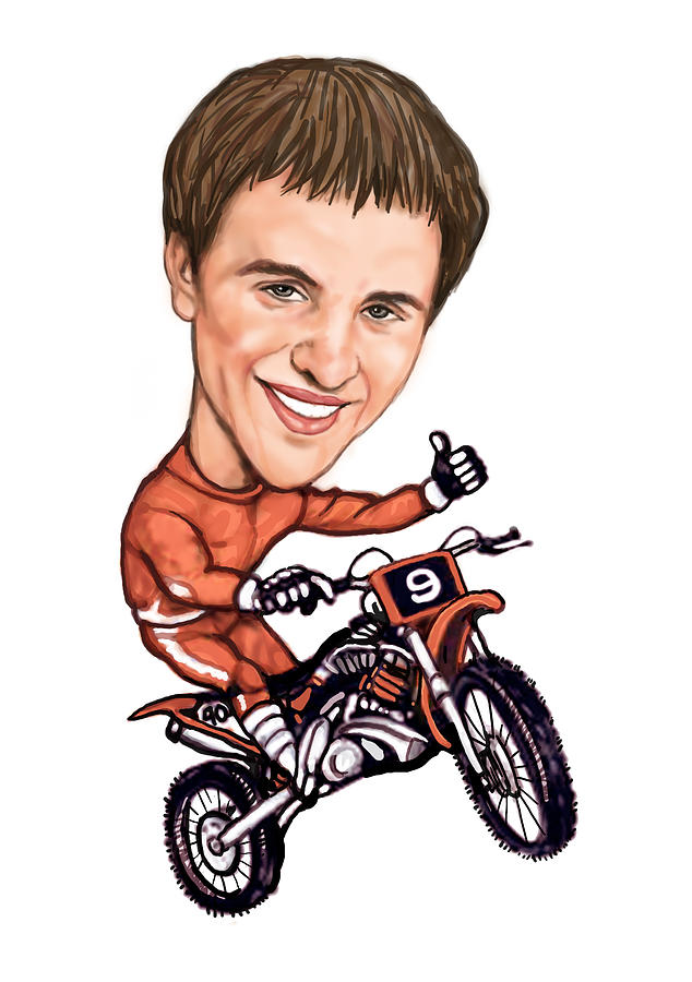 Custom Caricature From Photo Sport Man With Motercycle Drawing By Kim Wang