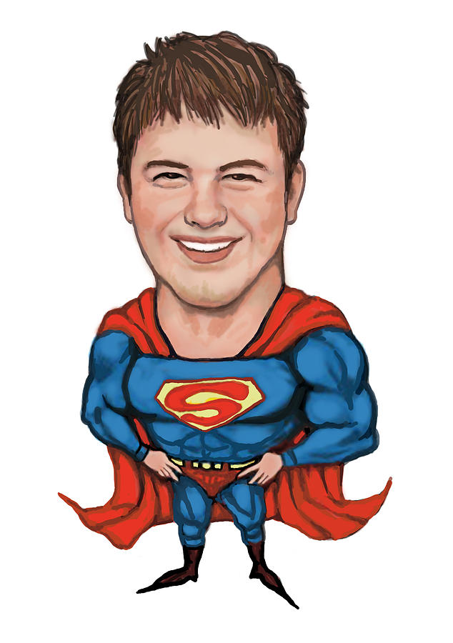 Custom caricature from photo - superman Drawing by Kim Wang