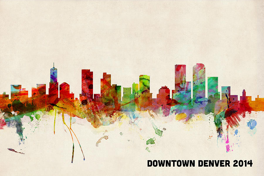 Custom Denver Skyline Digital Art by Michael Tompsett
