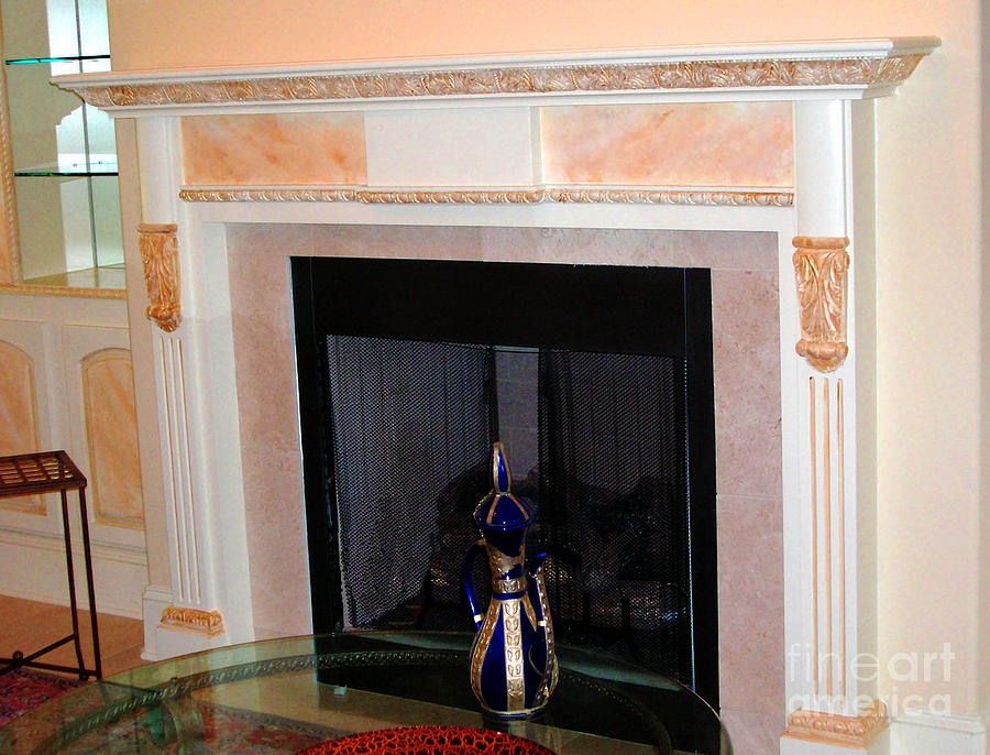 Custom Painted Fireplace Mixed Media By Lizi Beard Ward