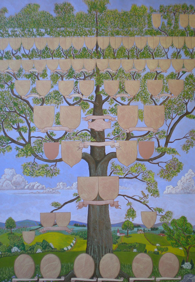 Customized family tree chart Clouds and hills Painting by Alix Mordant ...