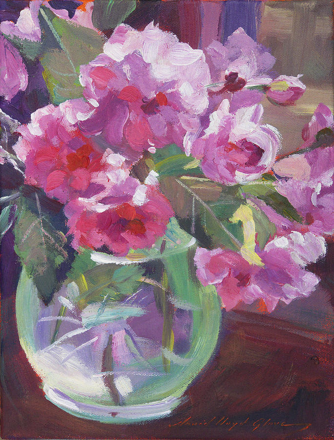 Cut Flowers in Glass Painting by David Lloyd Glover