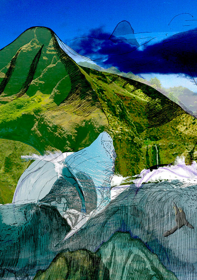 Water Drawing - CutBack Mountains by Darren  Graves