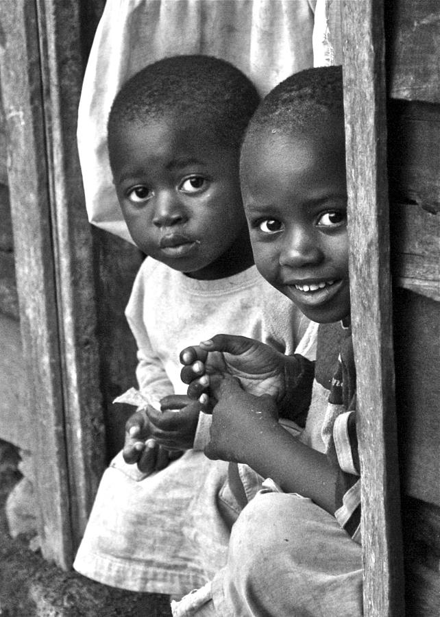Cute African Kids in a Doorway Photograph by Bob Parr - Fine Art America