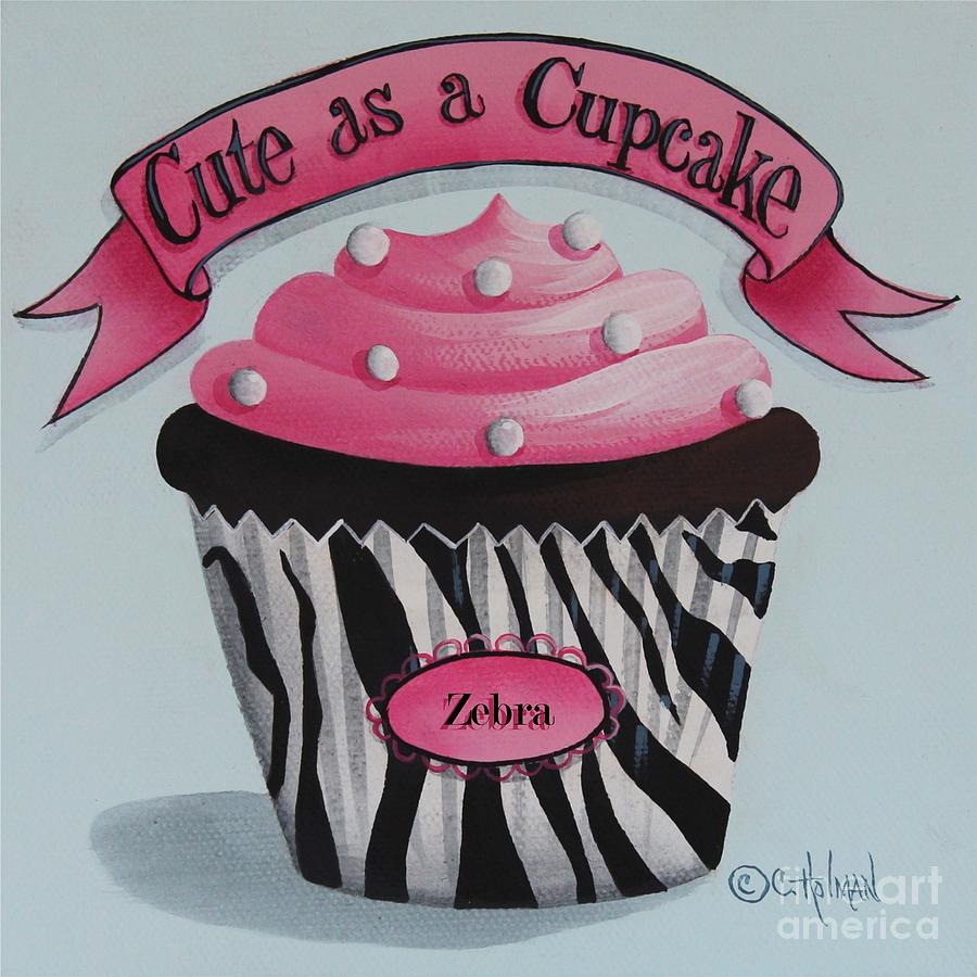 Zebra Painting - Cute as a Cupcake by Catherine Holman