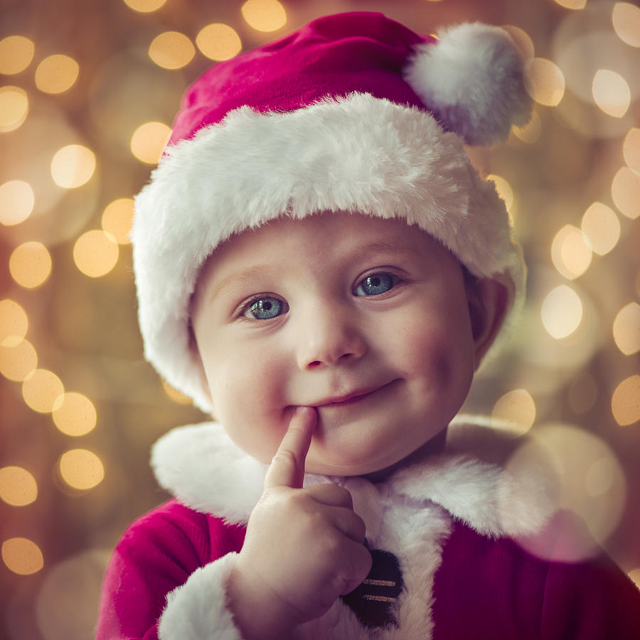 Cute baby boy in Christmas Photograph by ArtMarie