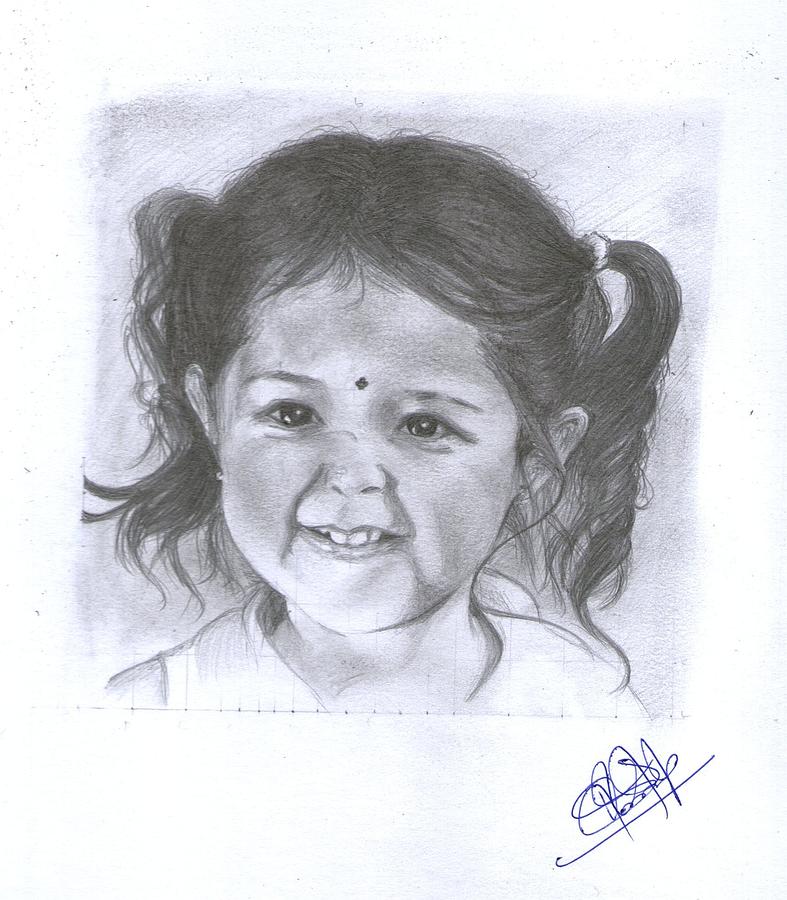 Sachin Art - Complete final pencil portrait of cute baby girl  @annahiita.hashemzadeh Media : charcoal+graphite pencil #art_xplore  #anahitahashemzade #anahita_hashemzade #anahita #pencildrawing #charcoal  #sketchesoninstagram #portraits #youngartist ...