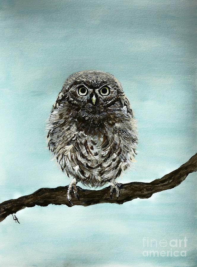 Cute Baby Owl Painting By Leslie Allen   Cute Baby Owl Leslie Allen 