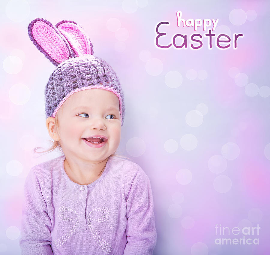 Cute baby wearing Easter bunny costume Photograph by Anna Om