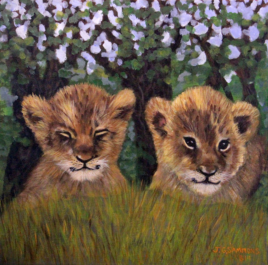 Cute Cubs Painting by Janet Greer Sammons