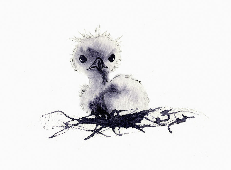 Cute Fluffy Chick In Nest Painting by Ikon Images