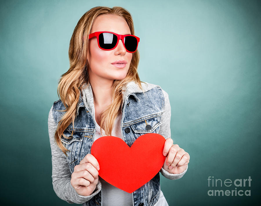 Cute Girl With Red Heart Photograph By Anna Om Fine Art America