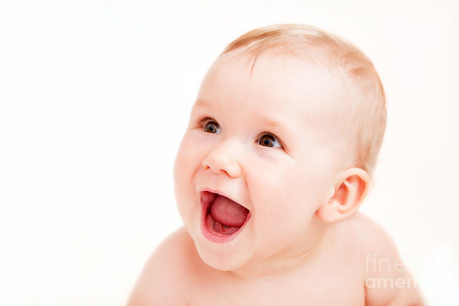 Cute Happy Baby Laughing On White Photograph by Michal Bednarek