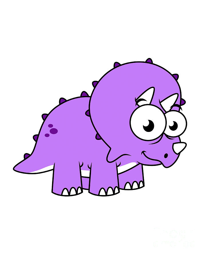 Dinosaur Digital Art - Cute Illustration Of A Triceratops by Stocktrek Images