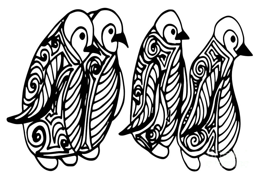 Small Digital Art - Cute Of Four Penguins Adult by Santy Kamal Small Digital Art - Cute Of Four Penguins Adult by Santy Kamal