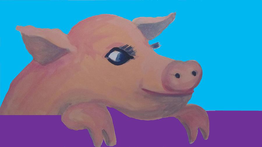 Cute Pig Painting - Cute Pig 1 by Cherie Sexsmith