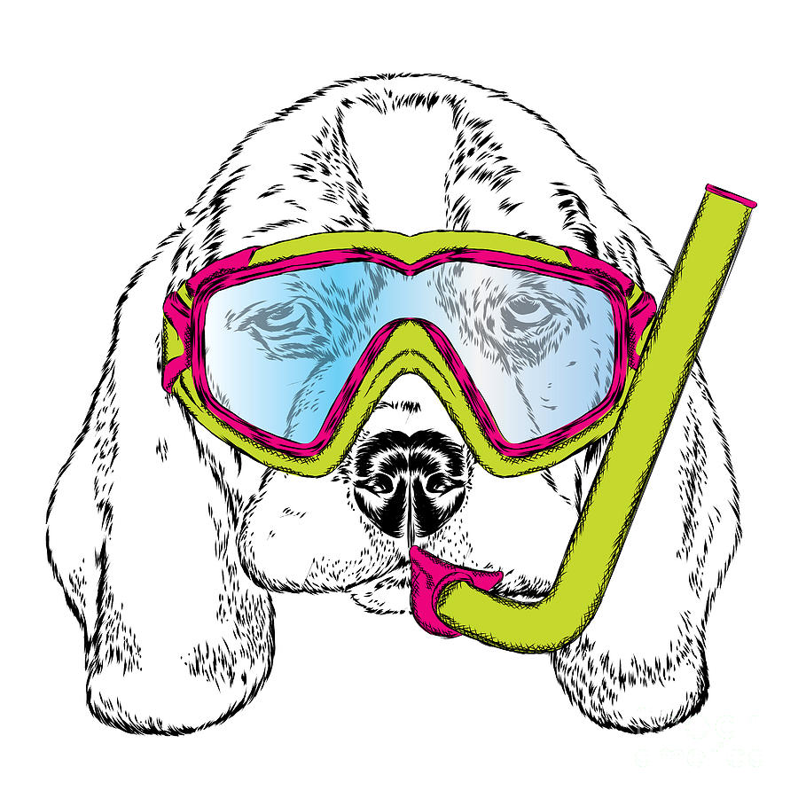 Trend Digital Art - Cute Puppy Wearing A Mask For Diving by Vitaly Grin Trend Digital Art - Cute Puppy Wearing A Mask For Diving by Vitaly Grin