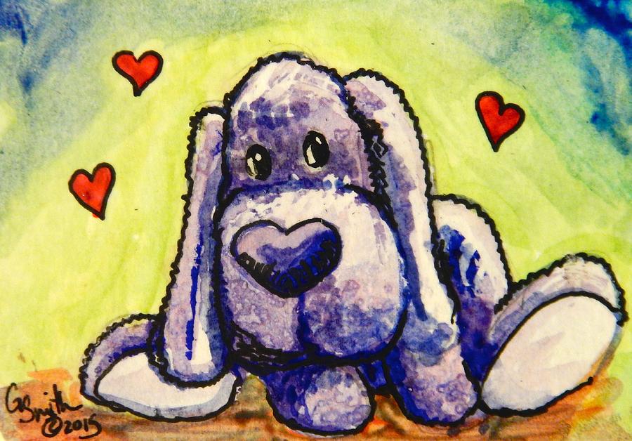 Cute Puppy With Hearts - Gretchen Smith Painting