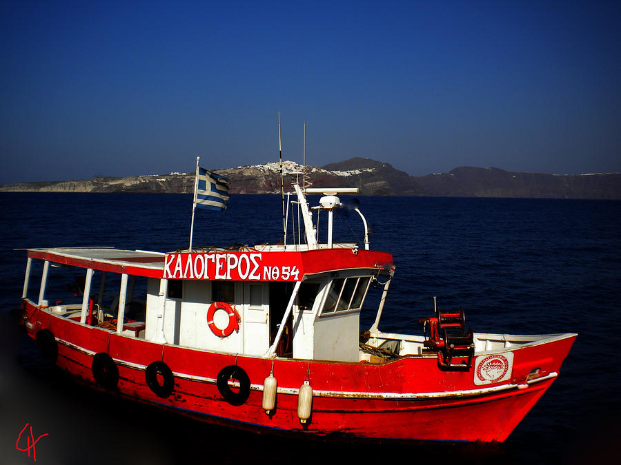 Summer Photograph - Cute Santorini Boat  by Colette V Hera Guggenheim