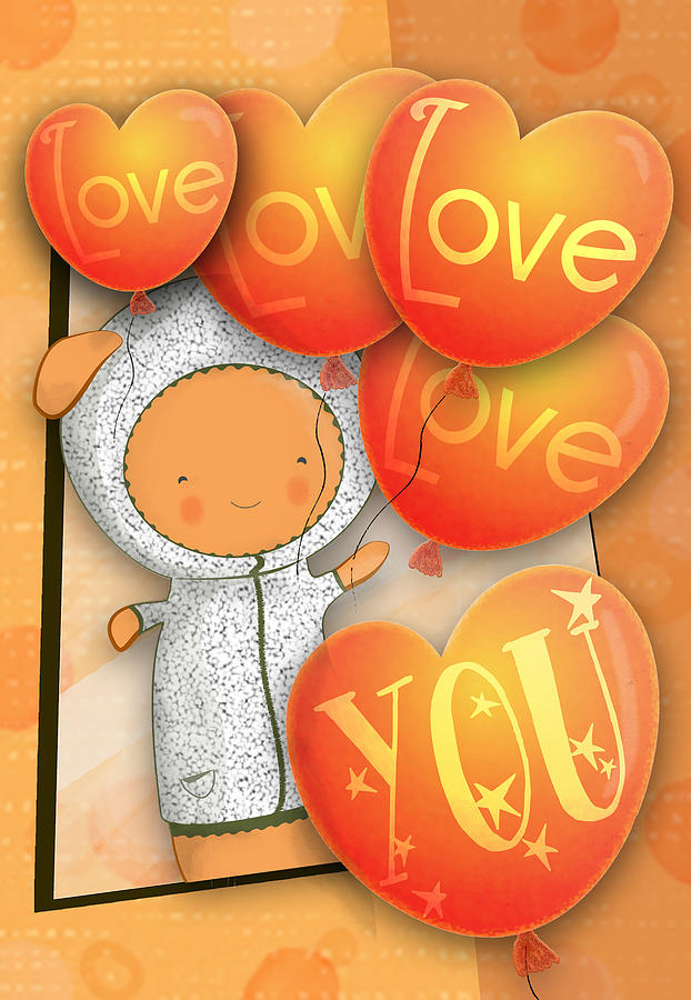 Cute Teddy with Lots of Love Balloons Photograph by Lenny Carter