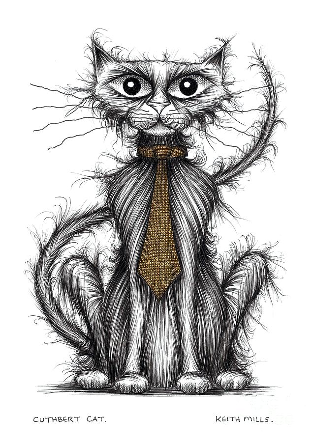 Cuthbert cat Drawing by Keith Mills