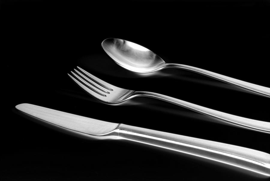 Black And White Photograph - Cutlery by Chevy Fleet