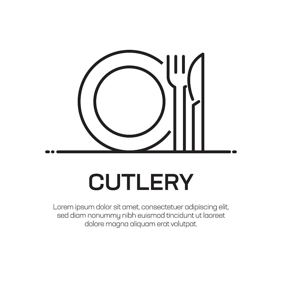 Cutlery Vector Line Icon - Simple Thin Line Icon, Premium Quality Design Element Drawing by Cnythzl