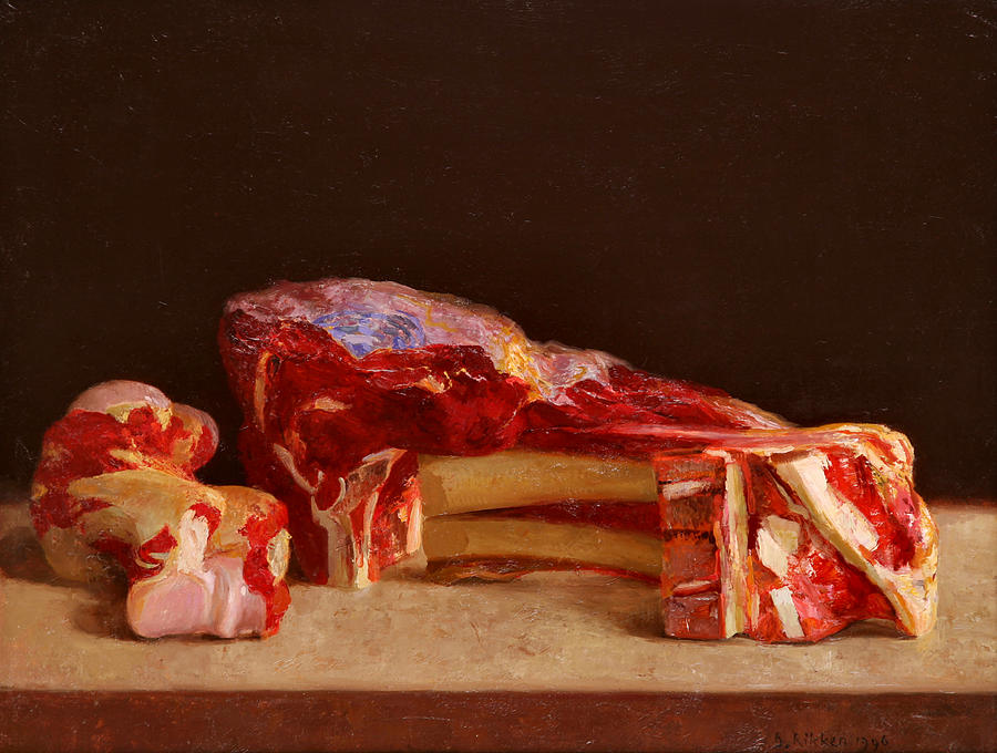 Food And Beverage Painting - Cutlet and bone by Ben Rikken Food And Beverage Painting - Cutlet and bone by Ben Rikken