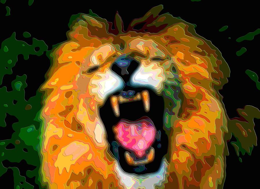 Animal Art Photograph - Cutout Layer Art Animal Portrait Lion by Mary Clanahan