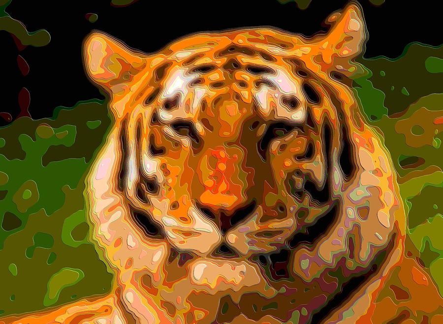 Animal Art Digital Art - Cutout Layer Art Animal Portrait Tiger by Mary Clanahan