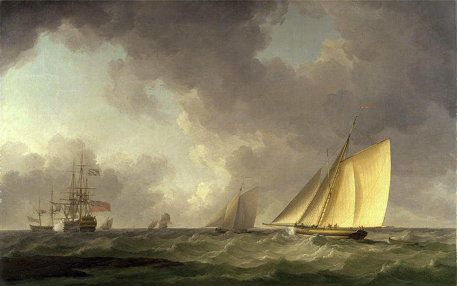 Charles Brooking Painting - Cutter Close Hauled In A Fresh Breeze, With Other Shipping by Litz Collection