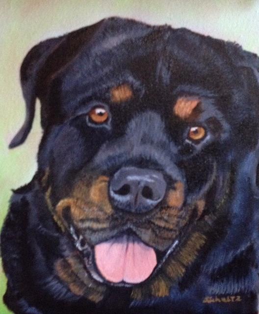 Cutter the Rottweiller Painting by Sharon Schultz