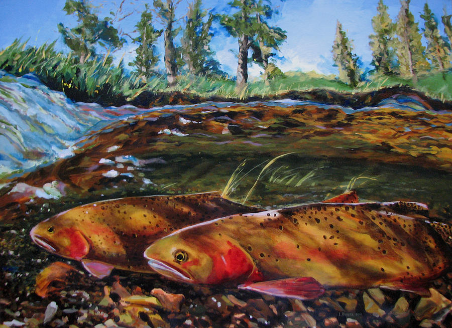 Cutthroat in the Ripples Painting by Les Herman