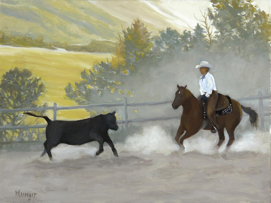 Cowboys Painting - Cutting It Close by Roseann Munger