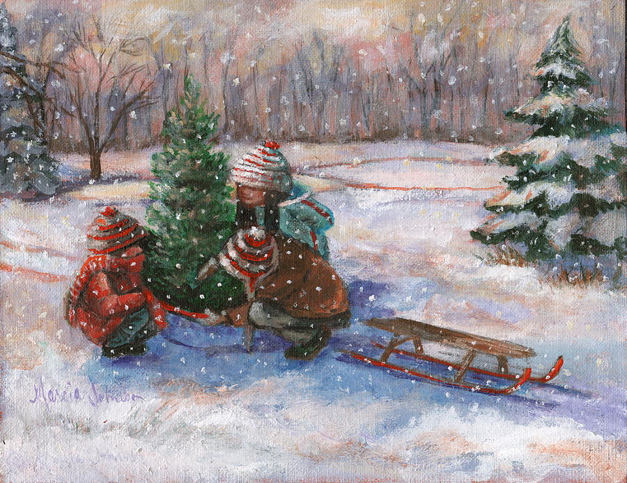 Cutting the Tree Painting by Marcia Johnson - Fine Art America